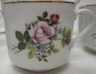 Pink Rose Teapot Five Cups Gold Trim China Porcelain  