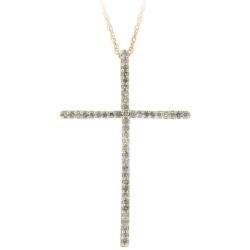 10k Gold 1/5ct TDW Diamond Cross Necklace (I J, I2 I3)  Overstock