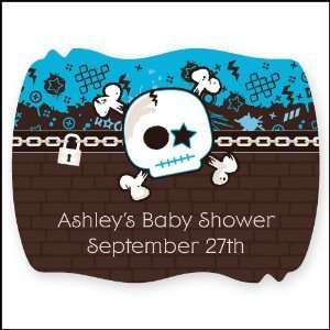   Skull   16 Squiggle Personalized Baby Shower Sticker Labels Toys