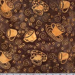   Batik Coffee Cups Espresso Fabric By The Yard Arts, Crafts & Sewing
