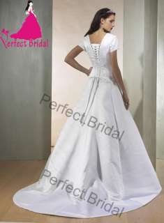 Short sleeve Wedding Dress Sweetheart Bridal Gown White Bride Party 
