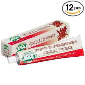 Gia Chilli Puree 2.8 Ounce Tubes (Pack of 12)  Grocery 
