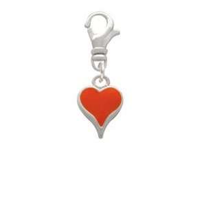  Small Long Orange Heart Clip On Charm Arts, Crafts 