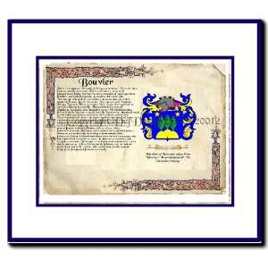  Bouvier Coat of Arms/ Family History Wood Framed