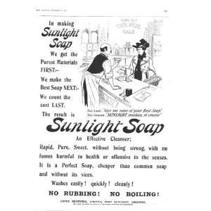  Sunlight Soap Antique Print 1903 Advertisment: Home 