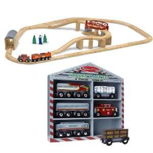  Melissa & Doug Swivel Bridge Train Set and Wooden Train 