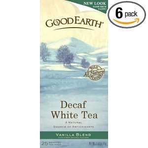 Good Earth Tea White Tea Decaf, 25 Count Boxes (Pack of 6):  