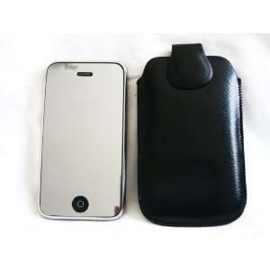   Black Leather Pouch Case Cover for iphone 2g & 3g 3gs 