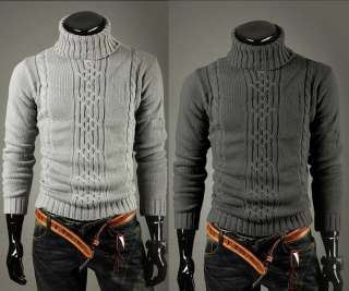 Mens premium slim fit turtle neck design knit sweater 2 color 3 size 
