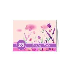  Invitation. 28th Birthday Party.Pink Tulips Card: Toys 