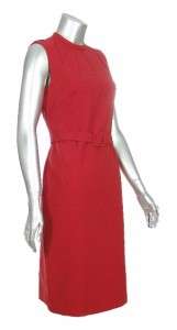   Studio Womens Red Wool Blend Crepe Belt Zip Up Sleeveless Dress  