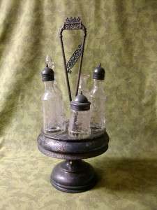 Late 1800s Victorian Silverplate Castor Cruet Set Meriden B  