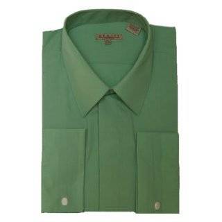  Mens Dark Lime/Green French Cuff Dress Shirt: Clothing