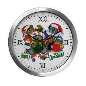   Modern Wall Clock Have A Beary Merry Christmas Bears 