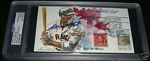Willie Mays Signed Hand Painted Wild Horse Cachet PSA #  