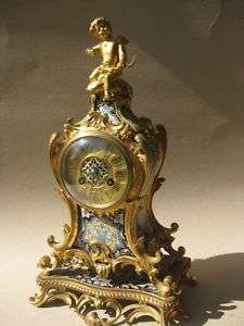 Cloisonne Enamel Clock, Ormolu Bronze Case,French 1880  
