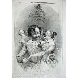  1846 Christmas Man Woman Dancing Romance Mistletoe