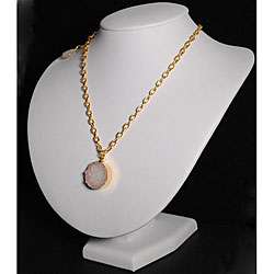 18k Gold Overlay 23 inch Drusy Quartz Necklace (USA)  