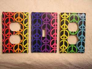 Light Switch Plate/Outlet Covers with Groovy Peace Sign  