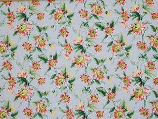   Pink Green Gold Cream Tropical Floral Drapery Upholstery Fabric  