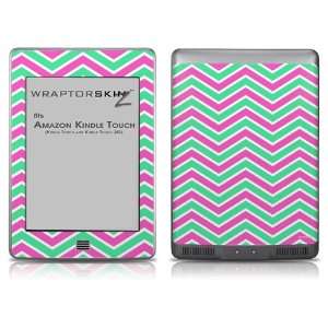   Kindle Touch Skin Zig Zag Teal Green and Pink by 