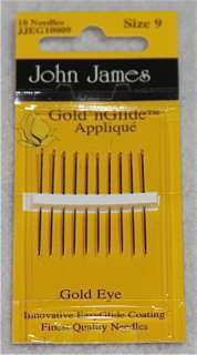John James Gold N Glide Size 9 Applique Needles 783932202680  