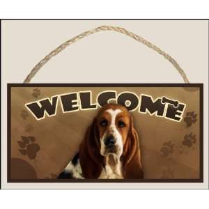  Basset Hound Welcome Dog Sign / Plaque featuring the art 