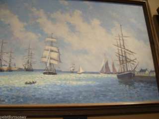 listed artist H Boycott Brown ship boat water harbor SEASCAPE OIL 
