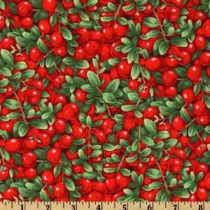  44 Wide Farm Living Cranberries Red/Green Fabric By The 