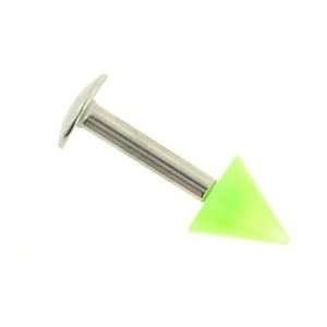 Stainless Steel Externally Threaded Labret 16g 5/16, Acrylic Cone 