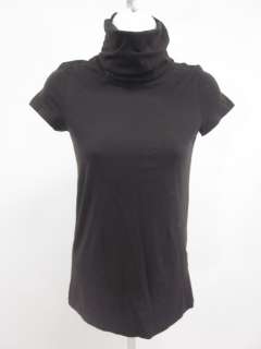 THEORY Dark Brown Turtleneck Short Sleeve Shirt Top P  