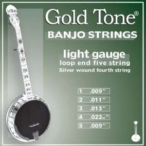  Gold Tone Banjo Strings, Light Gauge Musical Instruments
