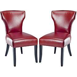Matty Top grain Red Leather Side Chairs (Set of 2)  Overstock