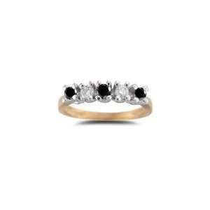  0.40 Cts Black & White Diamond Five Stone Ring in 18K 
