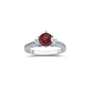  0.17 Cts Diamond & 1.25 Cts Garnet Ring in 18K White Gold 