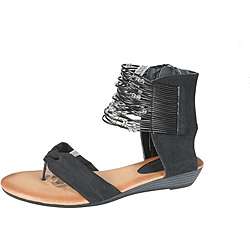  by Beston Womens Tokyo 10 Black Gladiator Sandals  