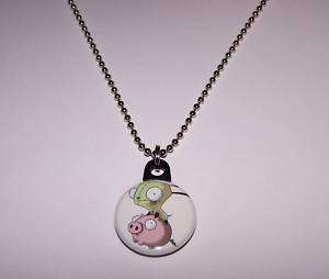 Gir and Piggy/Invader Zim Button Charm Necklace New  