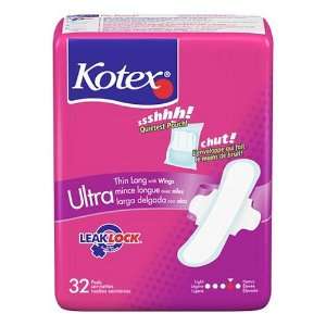 Kotex Ultra Thin, Long Maxi Pads with Wings 32 ct Health 