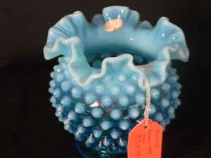 Fenton Blue Hobnail Fluted Vase (740)  