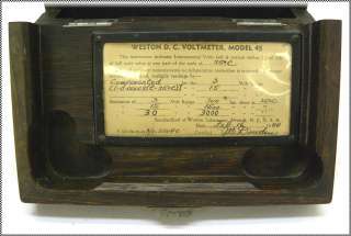 WW2 Vintage Weston Voltmeter Model 45 in Oak Case. Dated 1901, 1944 