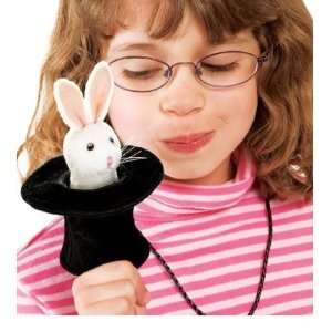    Folkmanis Mini Rabbit in Hat 5in Finger Puppet Toys & Games