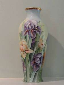 Antique Hand Painted Porcelain Floor Vase, signed  