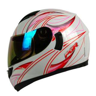 PGR Kraken White Red Dual Visor Motorcycle Full Face Helmet DOT 