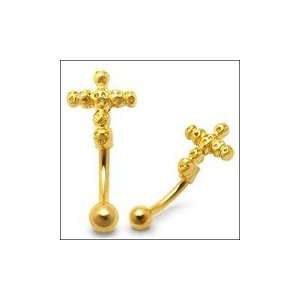   : Gold Plated Gothic Skulls Cross Eyebrow Ring Body Jewelry: Jewelry