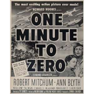  1952 Movie Ad One Minute to Zero Robert Mitchum WWII 