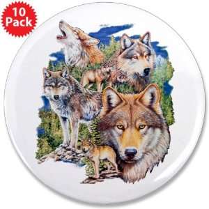  3.5 Button (10 Pack) Wolf Collage 