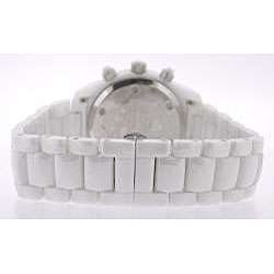   Mens Bello Zirconia Silvertone White Ceramic Watch  