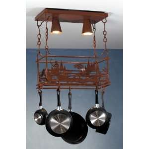   Country Two Light Down Lighting Pot Rack from the Fl