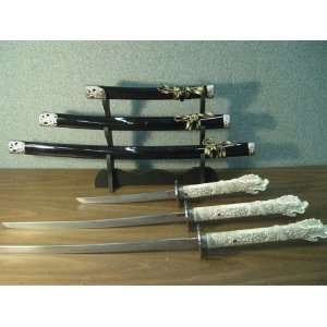  ICYANT Authentic Japanese Samori 3 Swords Set w/ Stand 