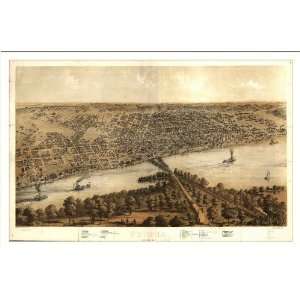  Historic Peoria, Illinois, c. 1867 (M) Panoramic Map 